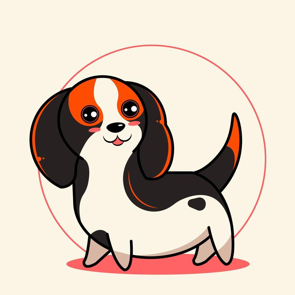 Cute black orange basset hound dog vector illustration pro download