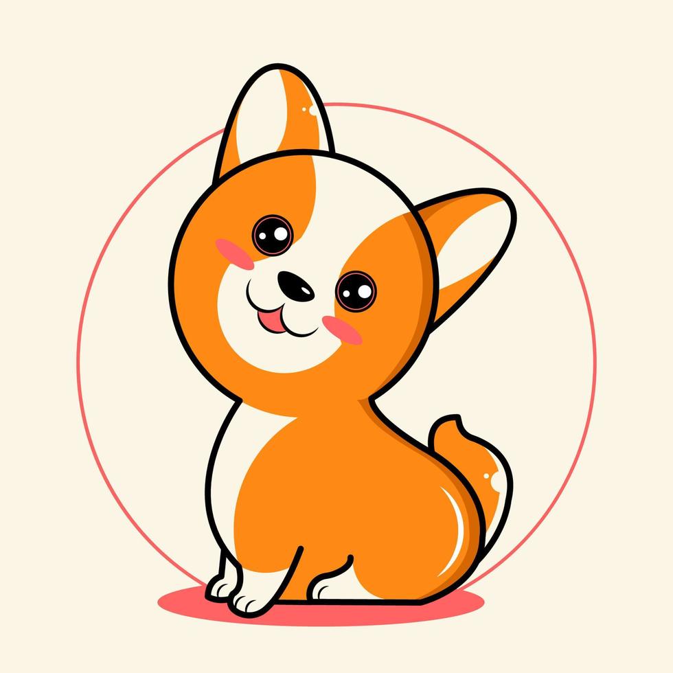 Cute orange corgi dog vector illustration pro download