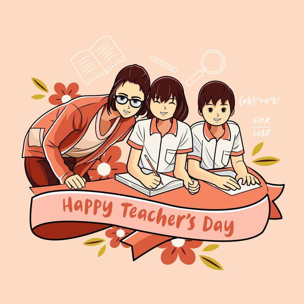 Happy teachers day for students vector illustration free download ...