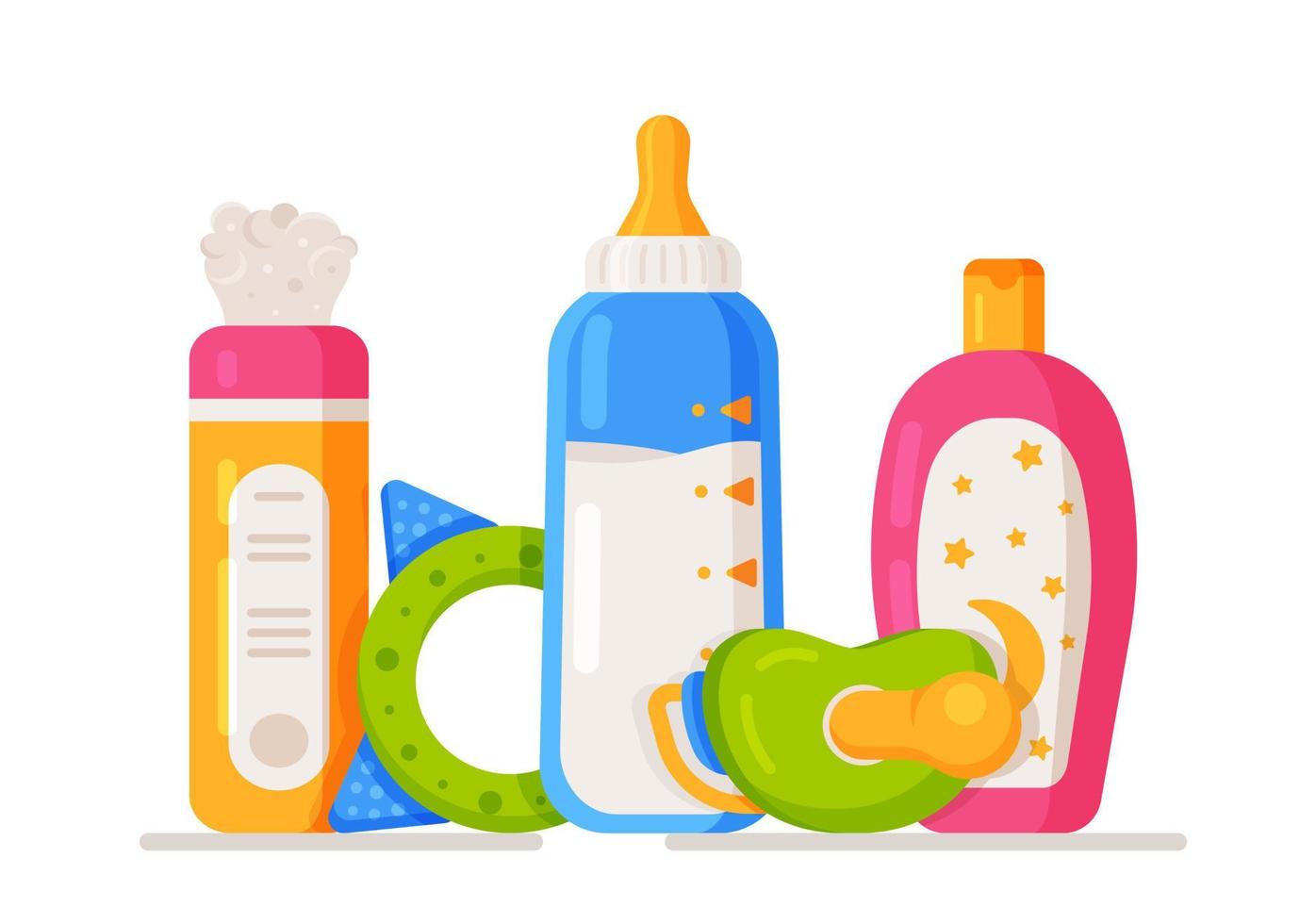 Vector illustration of pediatric care. Baby care kit.