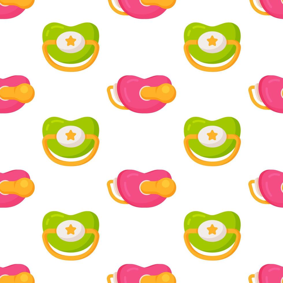 Vector illustration of the pacifier pattern. Baby pacifier seamless background pattern.