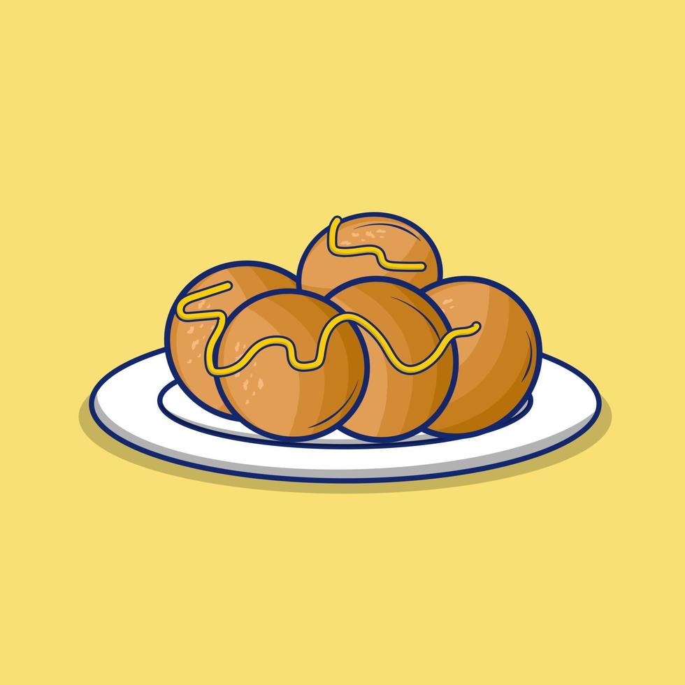 Lots of meatballs on the plate, Indonesian food vector