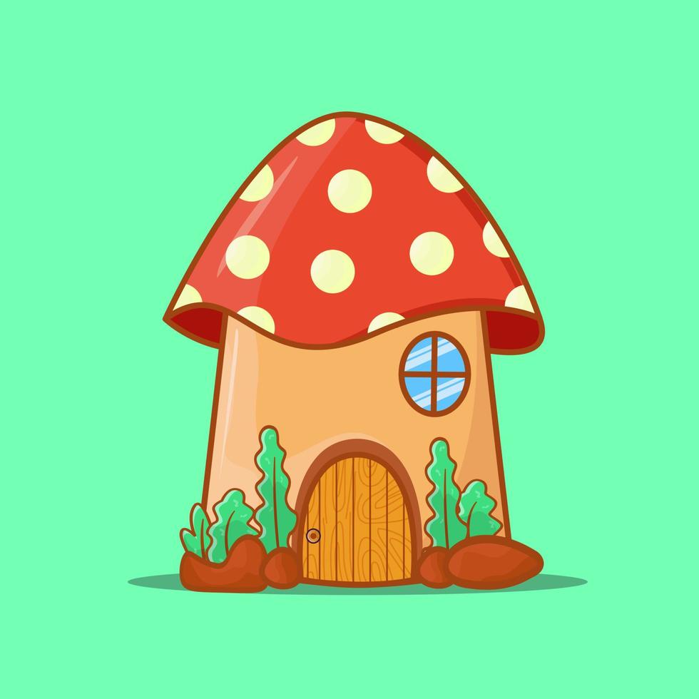 Mushroom house with windows and doors solated fantasy mushroom house illustration vector