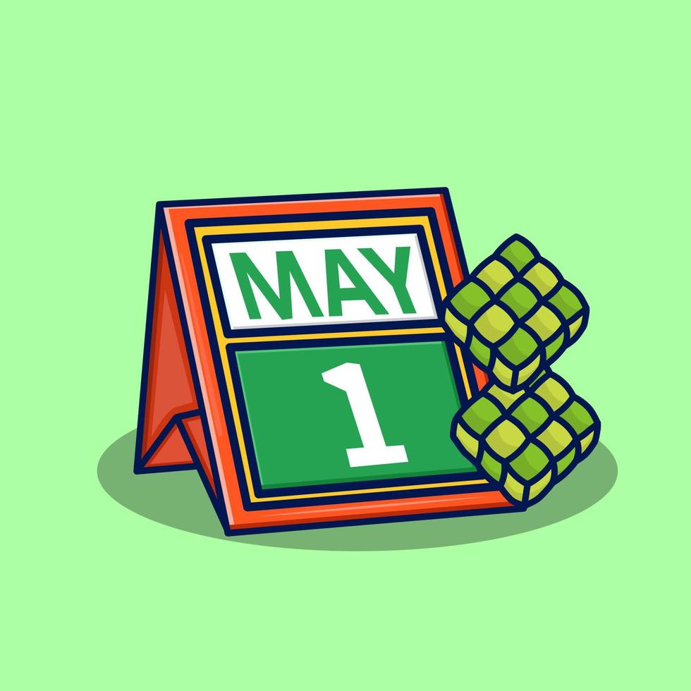Calender and ketupat for ramadan vector illustration