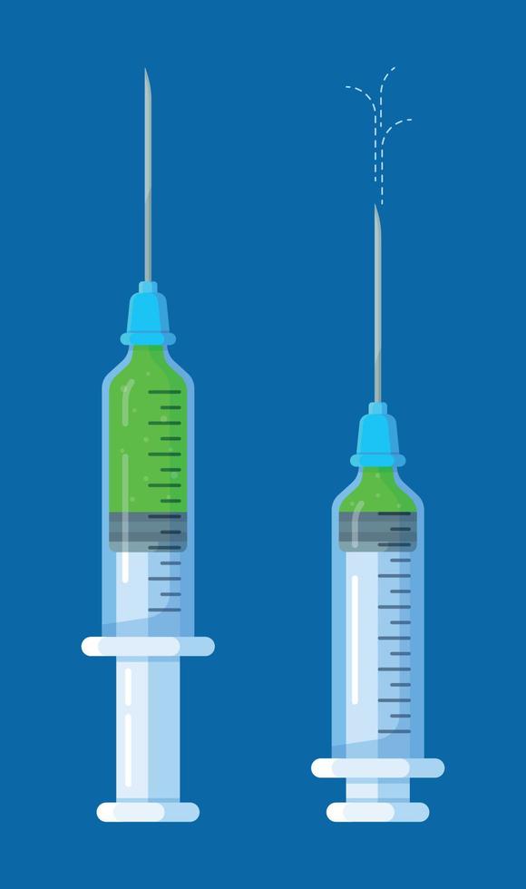 The vaccine is in syringes. Vector illustration of a background image. Virus test.