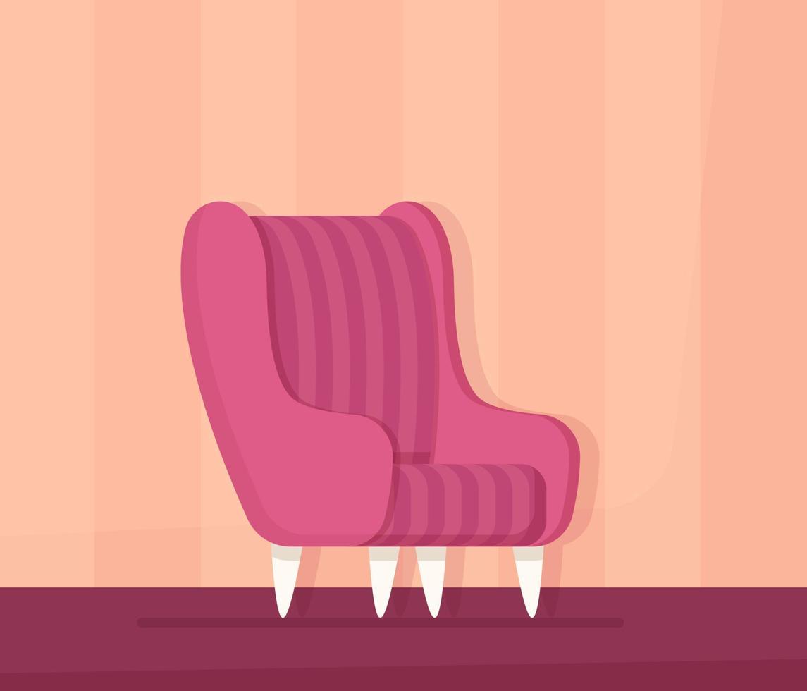 Vector illustration of an insulated chair on a pink background. Vintage style.