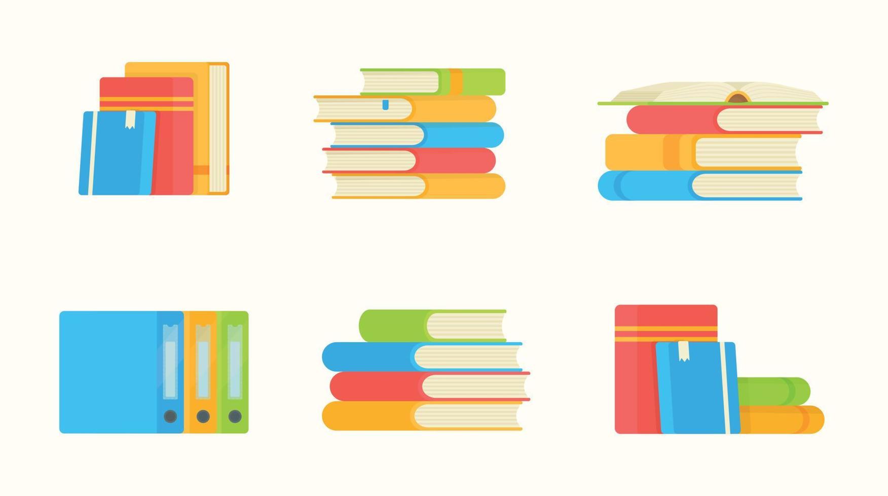 A set of folders and books. Vector illustration of a banner of reading.