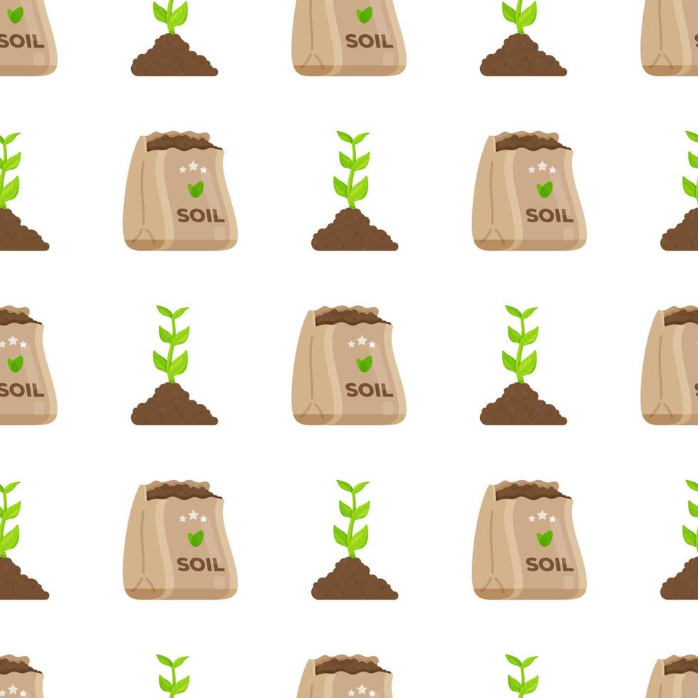 Vector illustration of soil pattern. Small sprouts. Seamless pattern.
