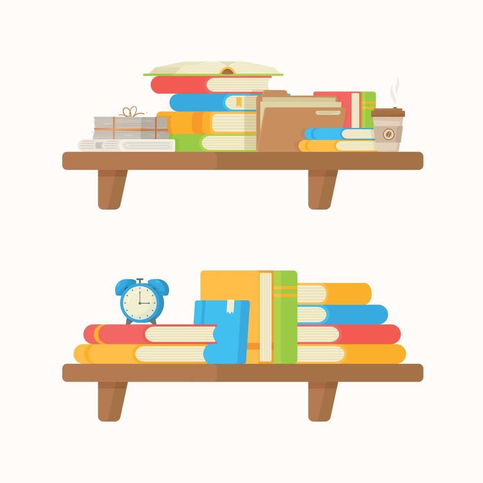 Bookshelf. Vector illustration of school time.