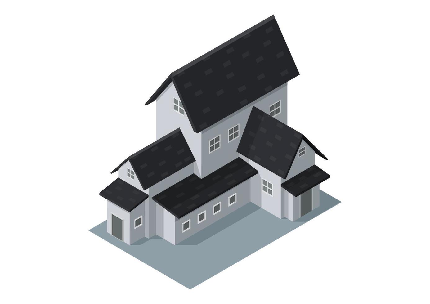 isometric house european style vector