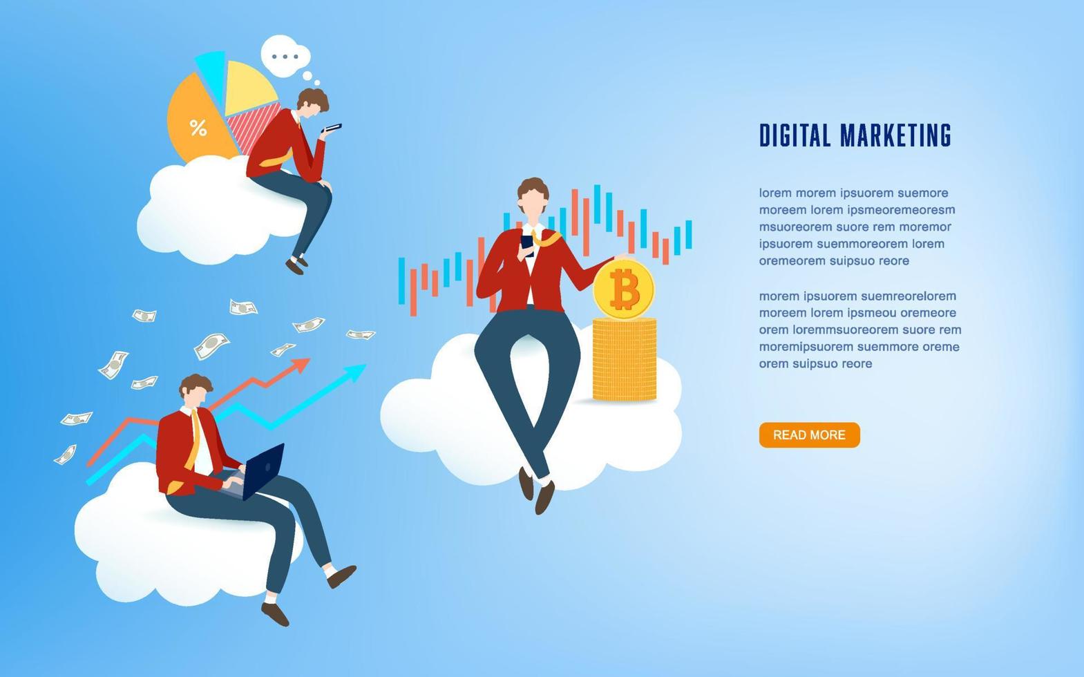 Businessman vector, startup businessman do presentation of board best idea and solution of project problems, teamwork and increase in profits. For business website or app slider flat style vector