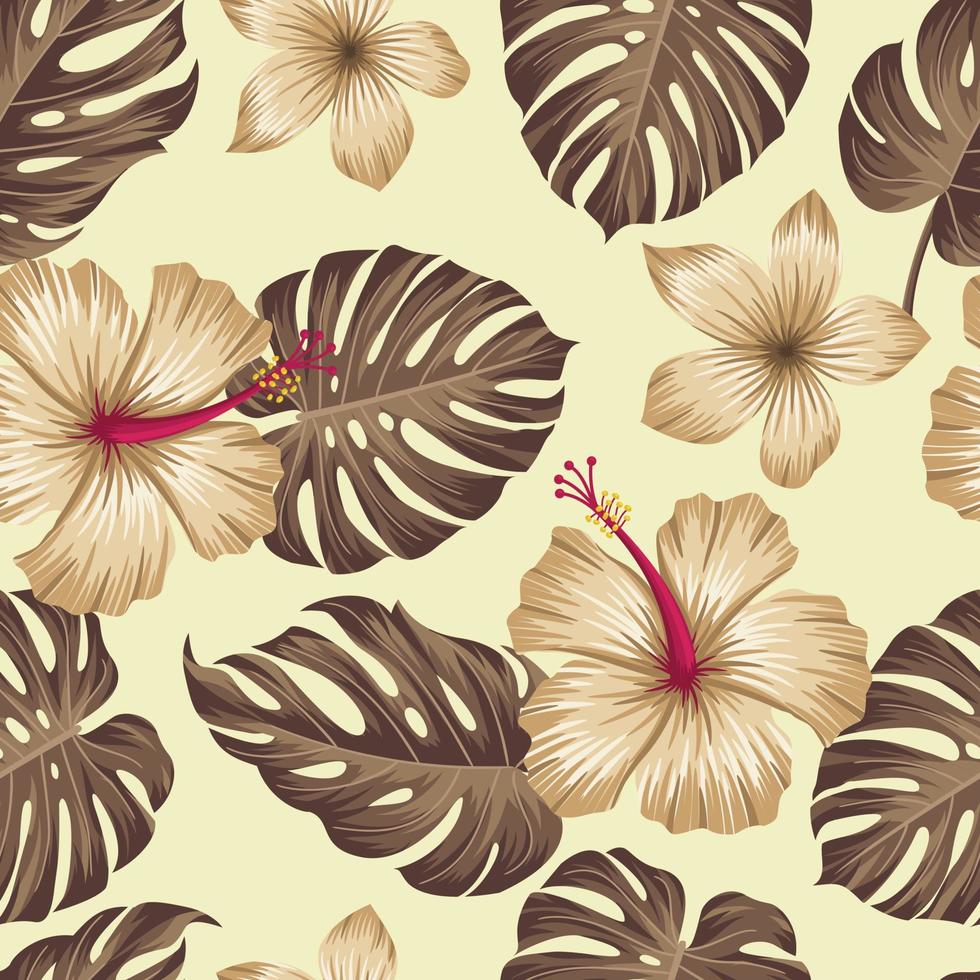 patrón floral transparente con hojas. fondo tropical vector