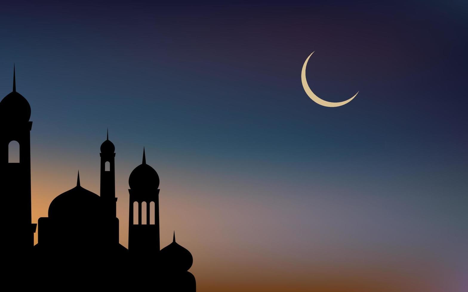 Ramadan Kareem, silhouette mosque islamic banner template vector