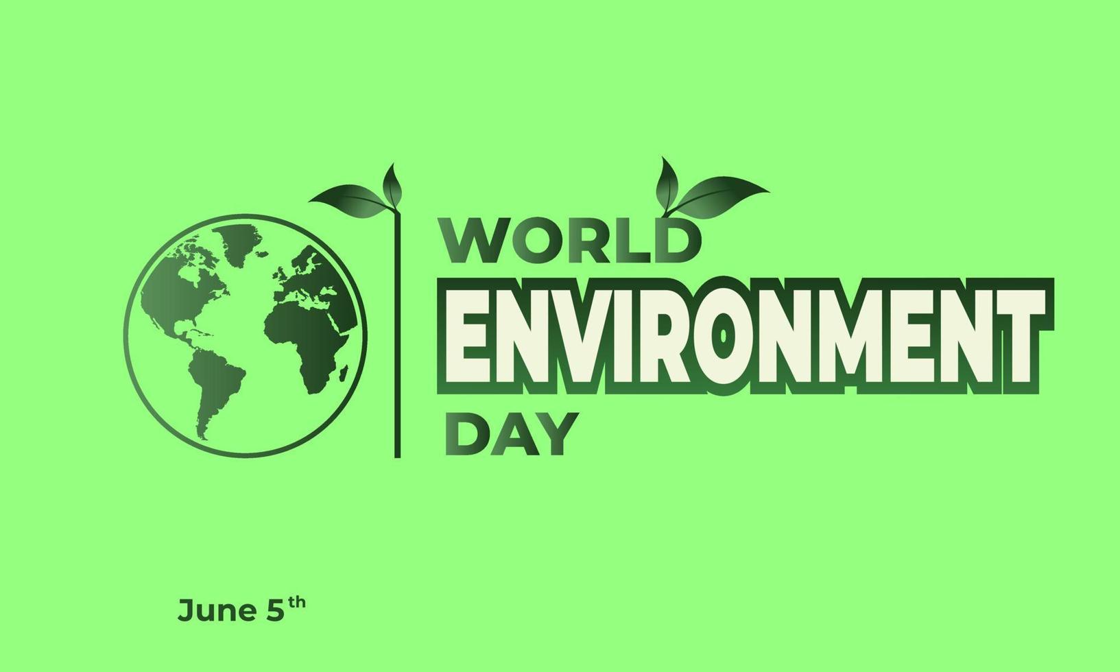 World Environment Day, Green Vector Design, Vector Illustration And Text