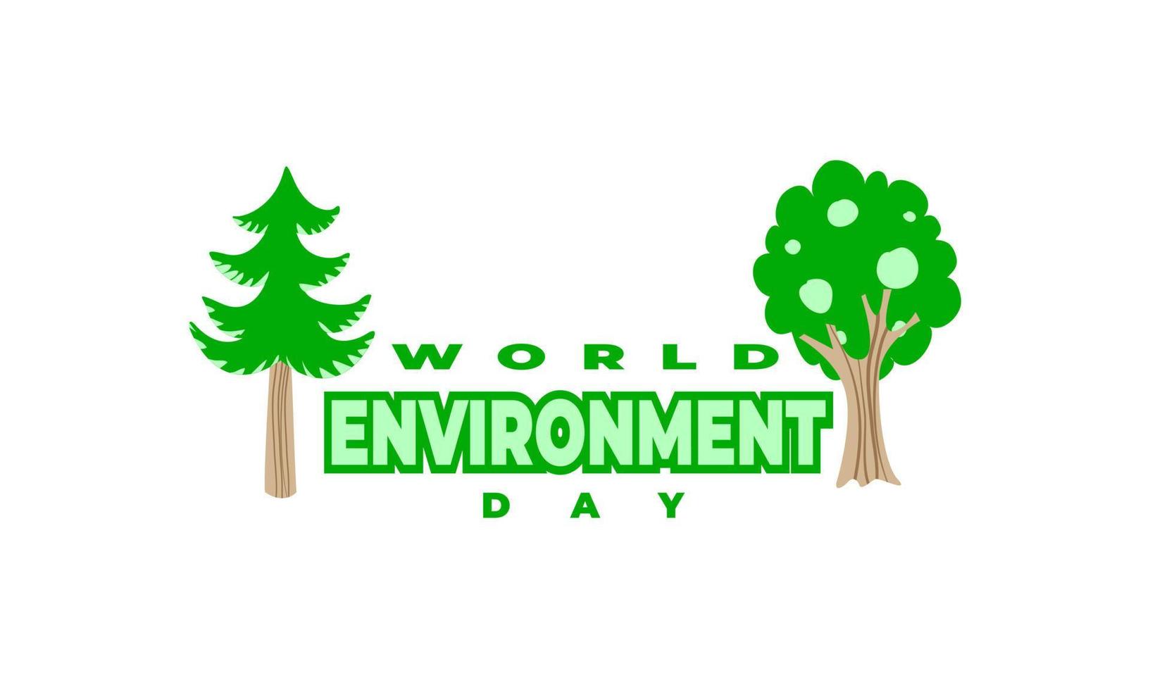 World Environment Day, Green Vector Design, Vector Illustration And Text