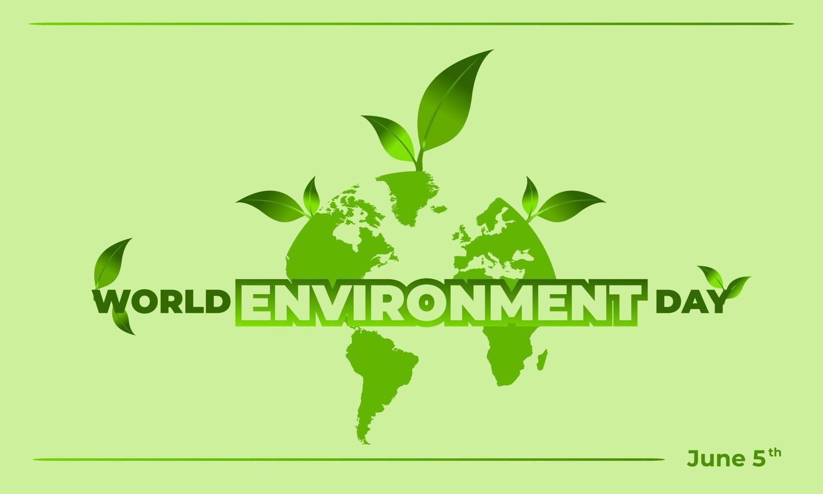 World Environment Day, Green Vector Design, Vector Illustration And Text