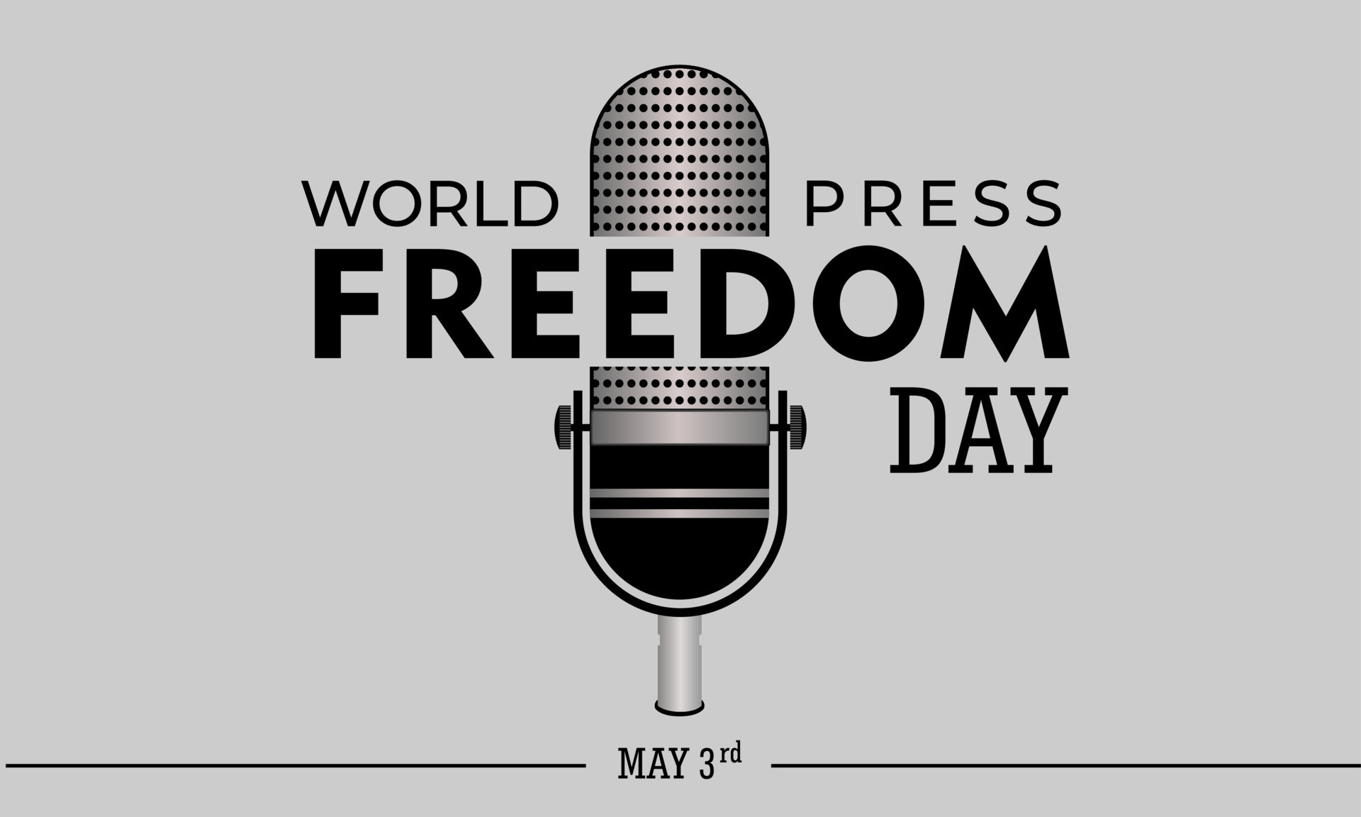World Press Freedom Day, May 3rd, Vector Illustration and Text, Simple