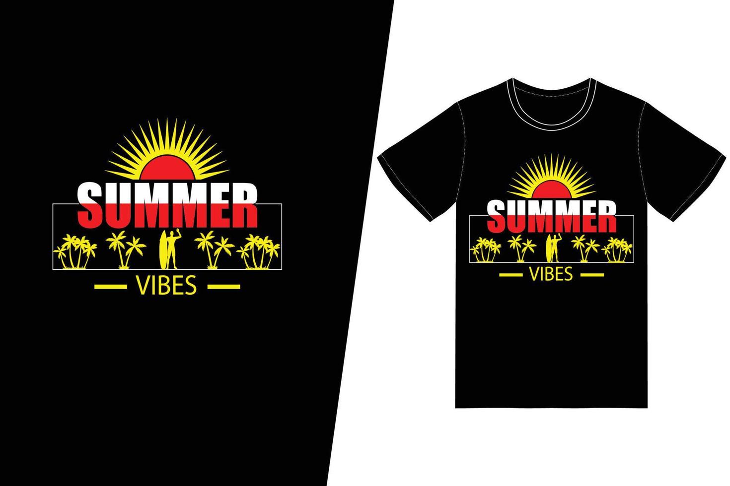 diseño de camisetas de vibraciones de verano. vector de diseño de camiseta de verano. para la impresión de camisetas y otros usos.