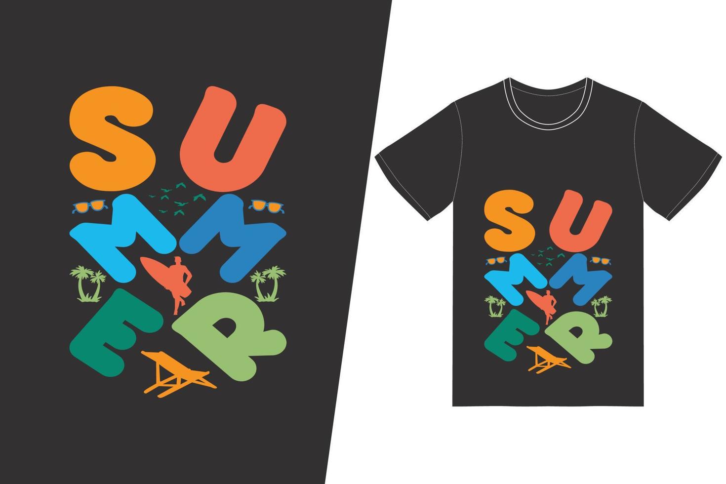 diseño de camiseta de verano. vector de diseño de camiseta de verano. para la impresión de camisetas y otros usos.