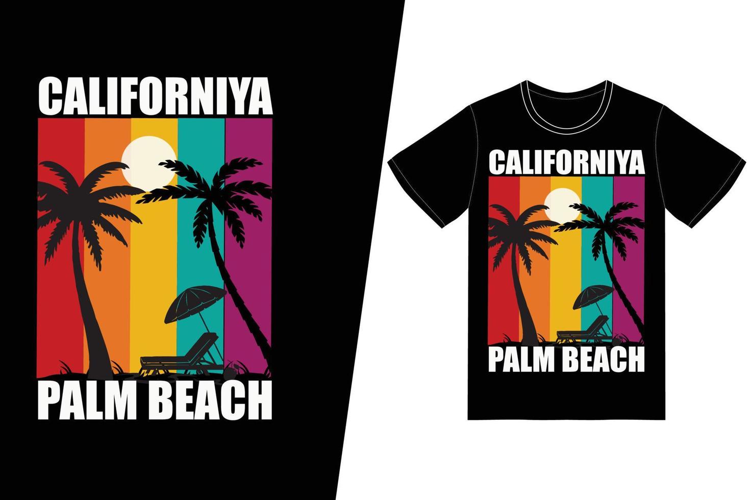 diseño de camisetas de playa plam de californiya. vector de diseño de camiseta de verano. para la impresión de camisetas y otros usos.