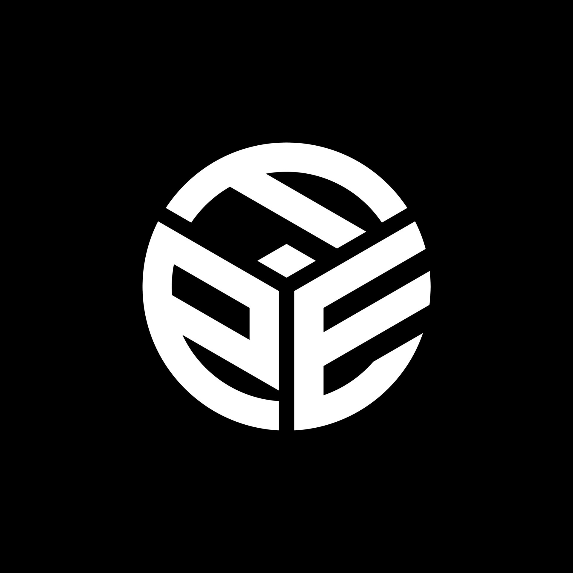 FPE letter logo design on black background. FPE creative initials