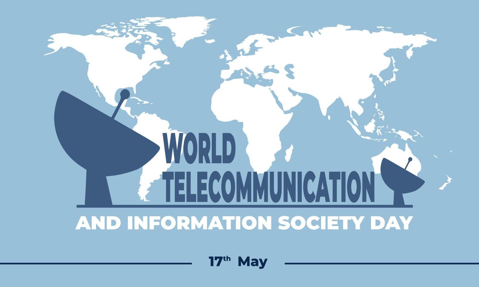 día mundial de las telecomunicaciones y la sociedad de la información, ilustración de fondo vectorial y texto. vector