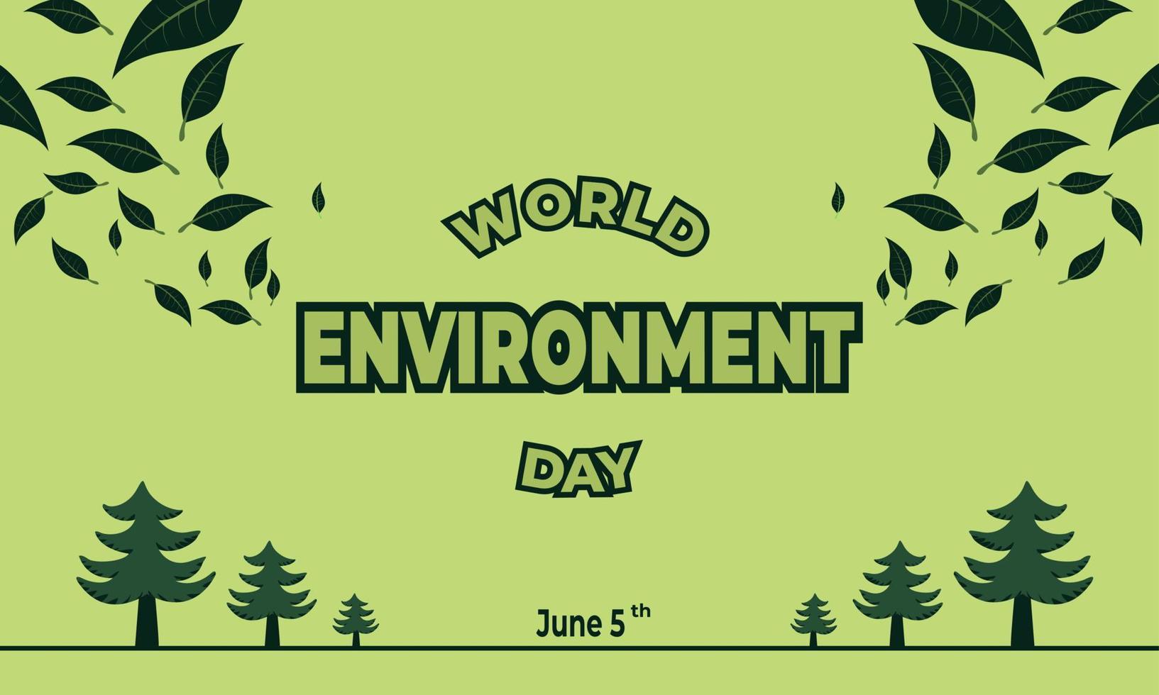 World Environment Day, Green Vector Design, Vector Illustration And Text