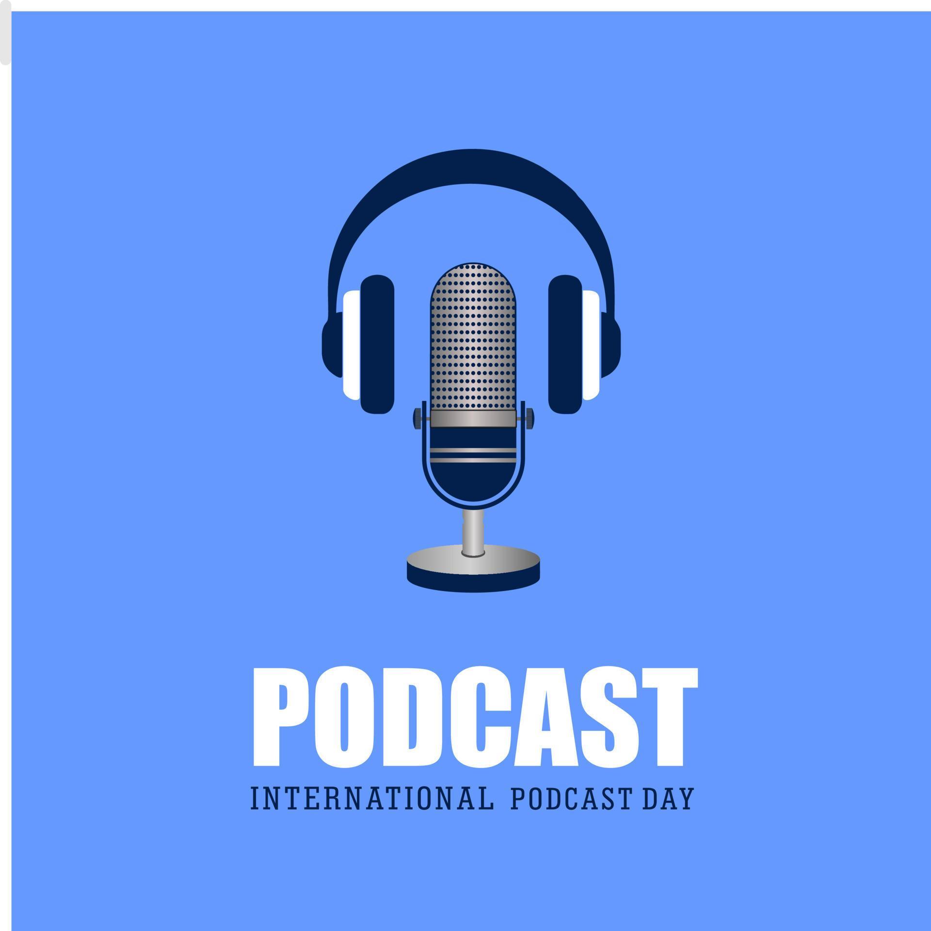 International Podcast Day, Microphone podcast, vector illustration and