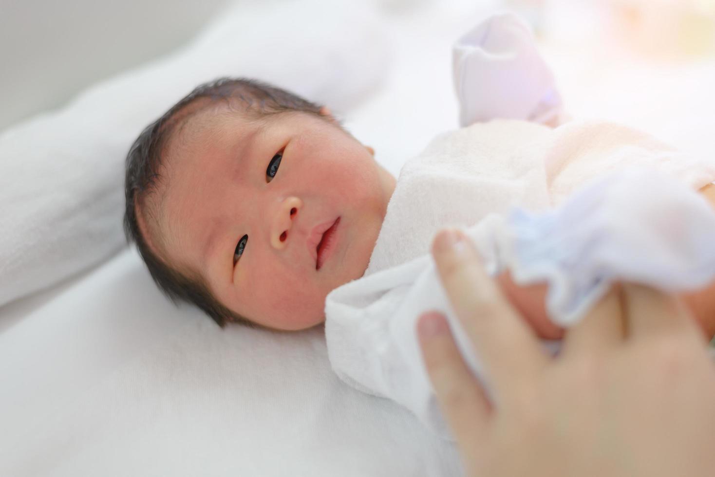 asian baby boy, newborn two day old photo