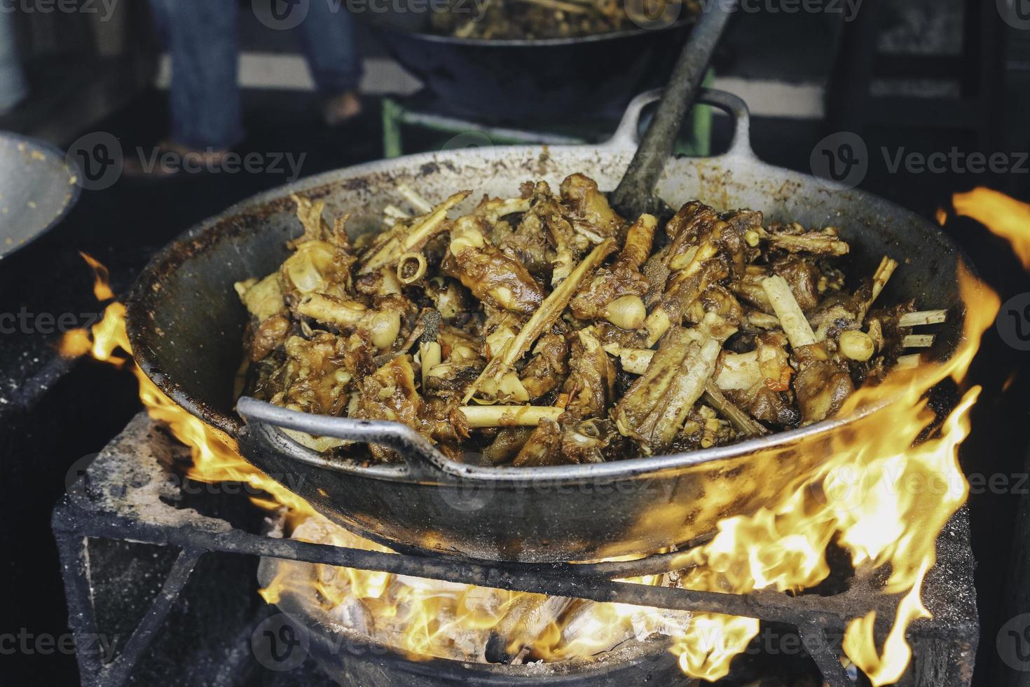 cooking tengkleng kambing or goat tengkleng is a kind of soup with the main ingredient of goat bones. photo