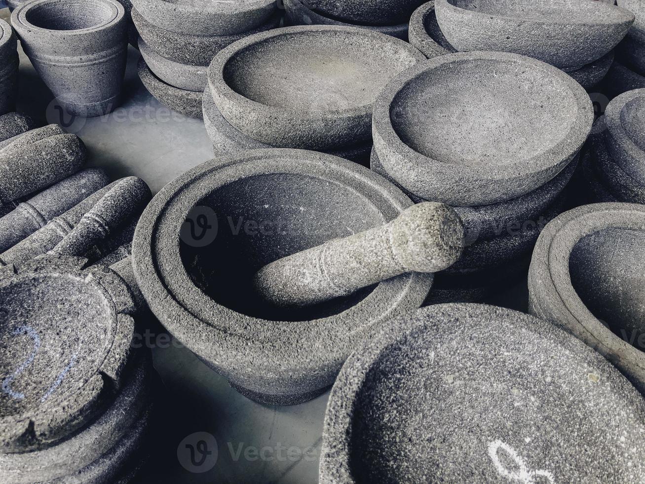 Cowek or cobek is Stone craft made from granite, from Javanese, Indonesia. photo