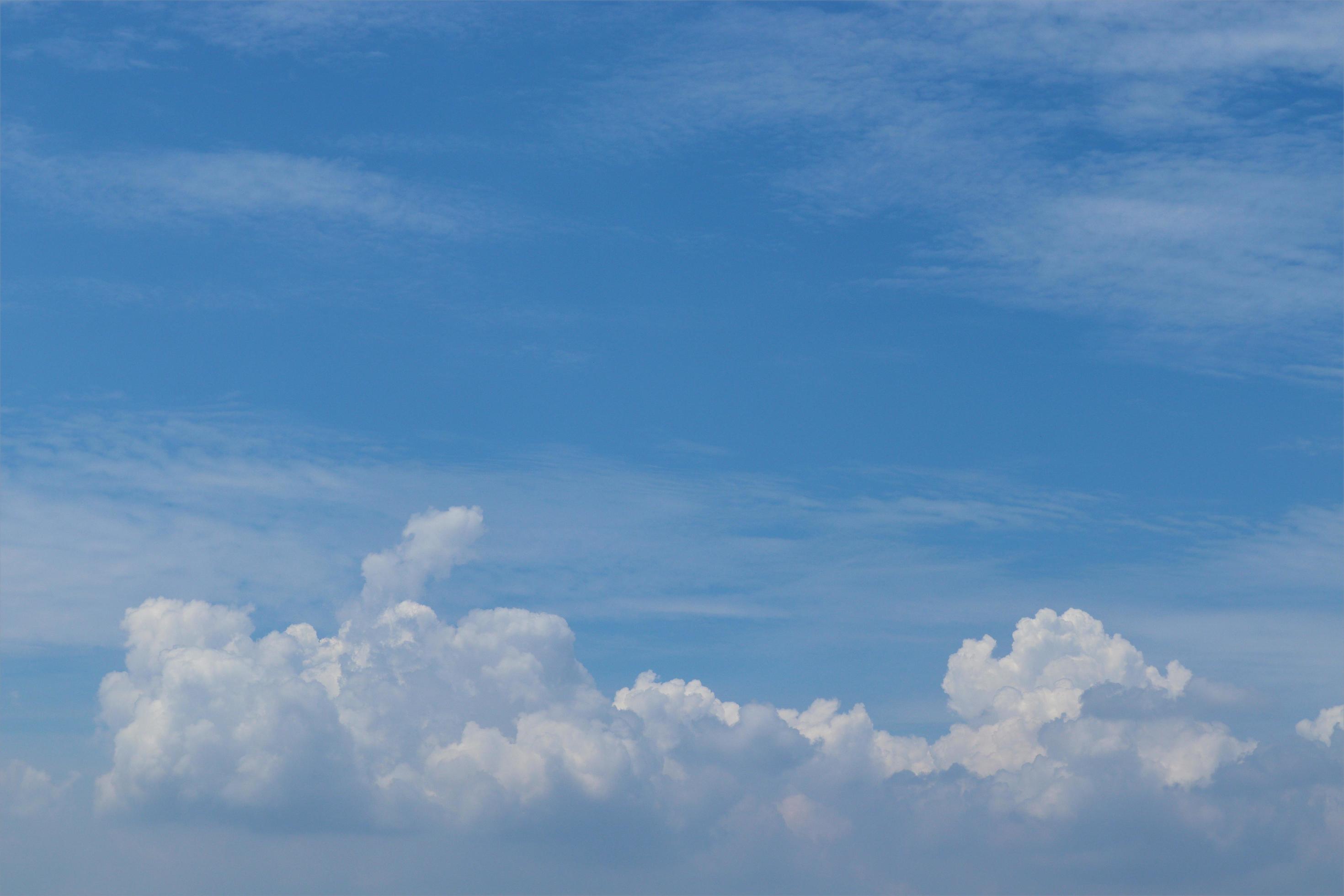 Beautiful blue sky on a sunny day, blue sky texture background. Stock Photo