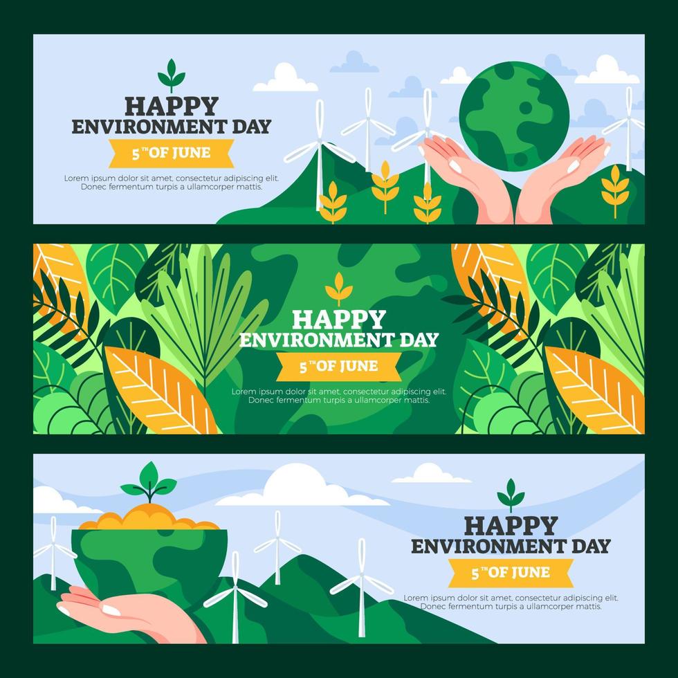 conjunto de pancartas del día del medio ambiente vector