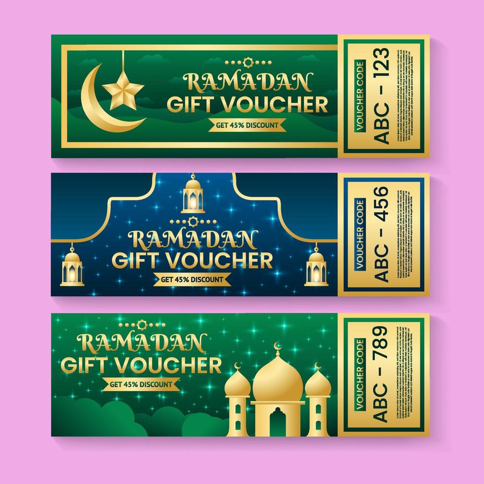 Set of Happy Ramadan Voucher vector