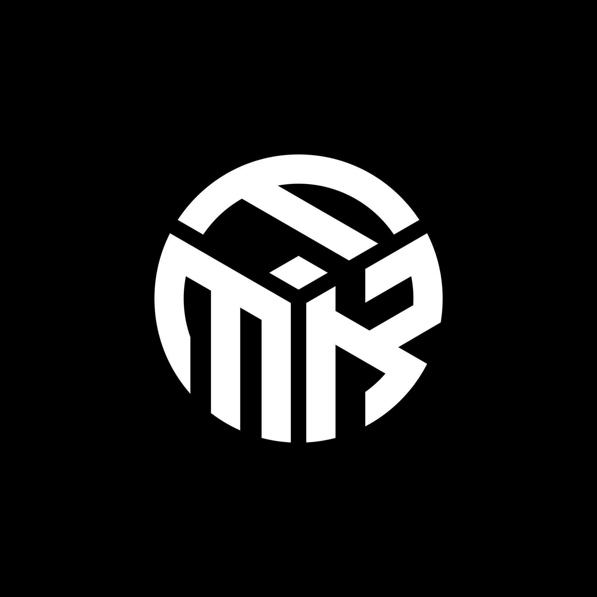 FMK letter logo design on black background. FMK creative initials