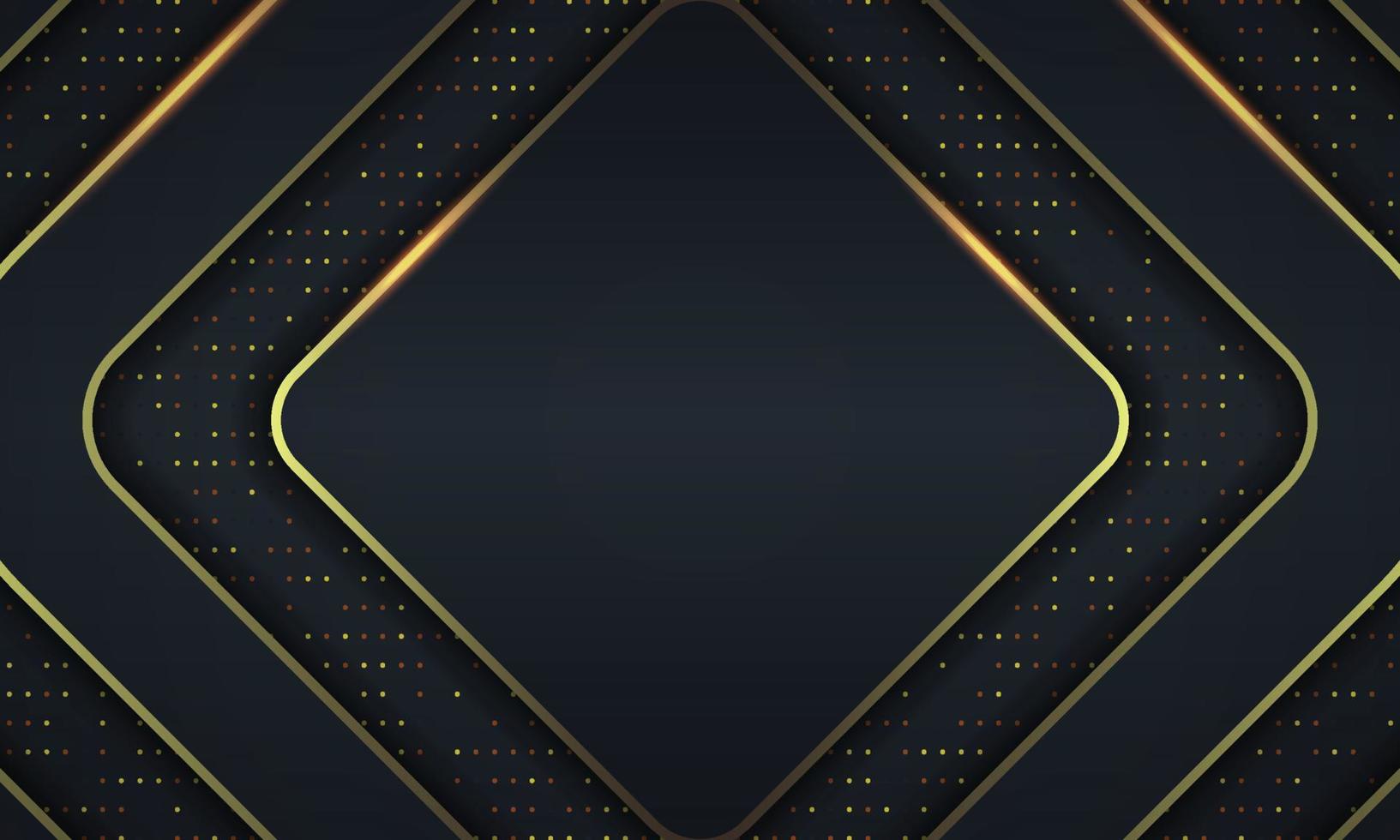 Abstract luxury dark rounded rectangles with golden lines background. vector