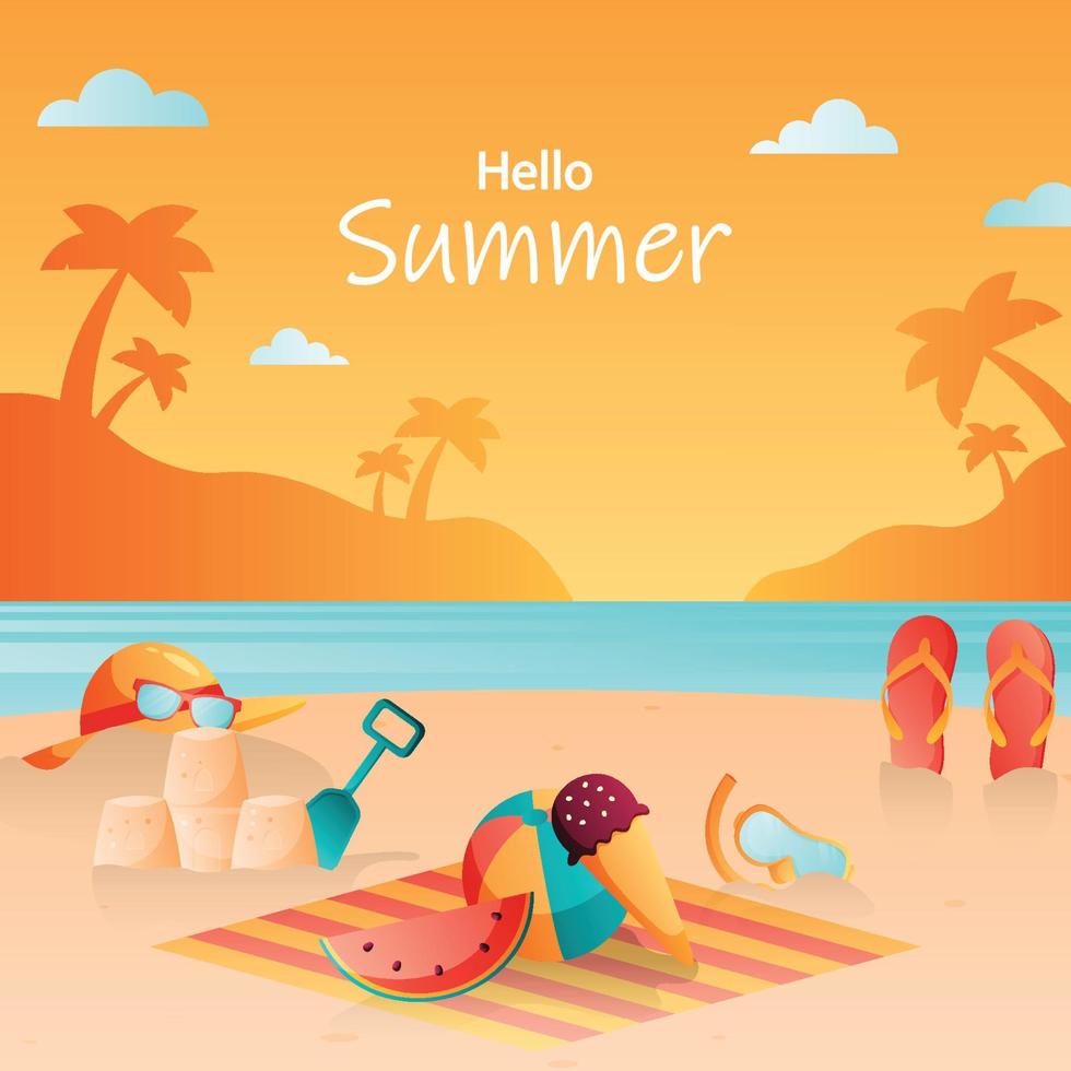 Hello summer background. Summer time. vector