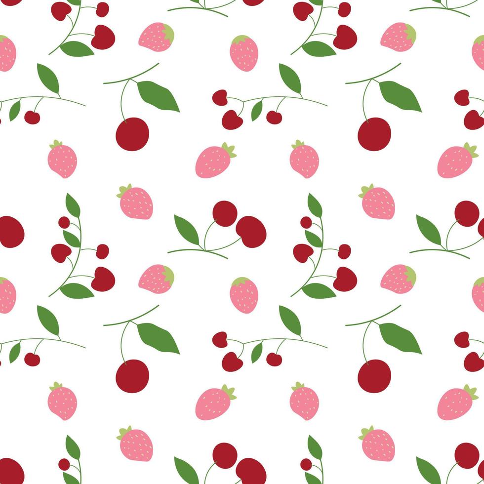 Abstract cherry and strawberry in pattern background. Vector. vector
