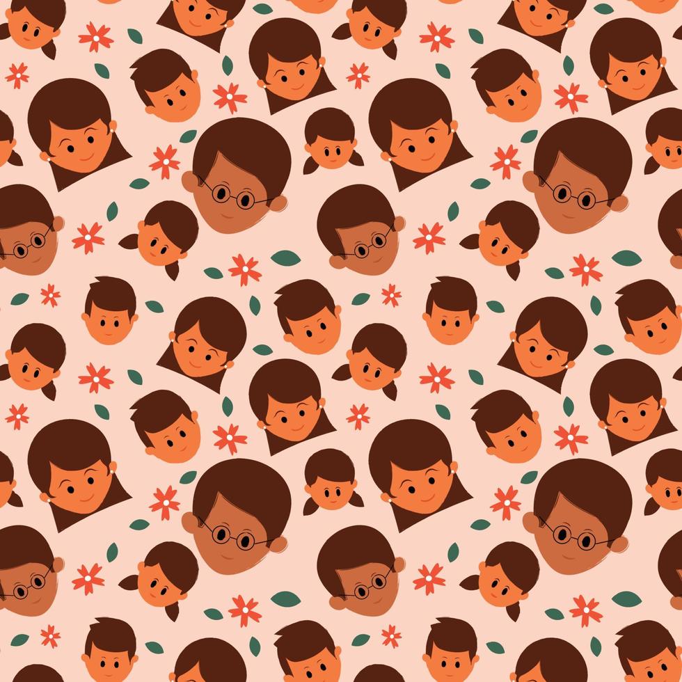 Hand drawn international day families seamless pattern. vector