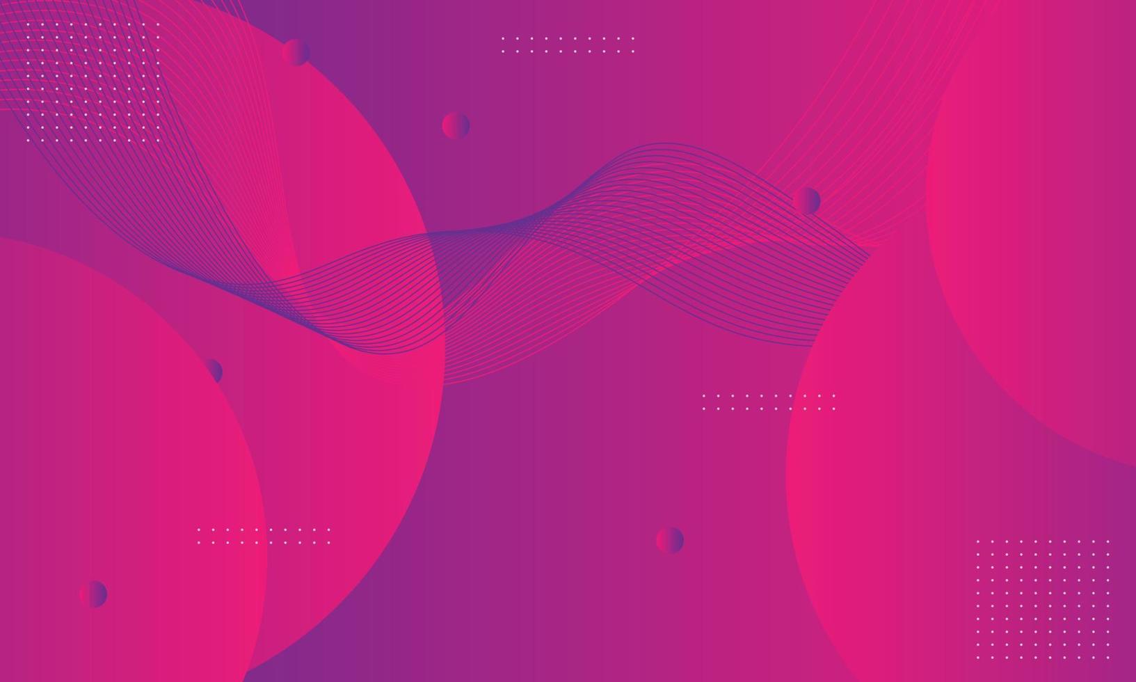 Abstract pink and purple gradient geometric with circle and wave lines background. vector