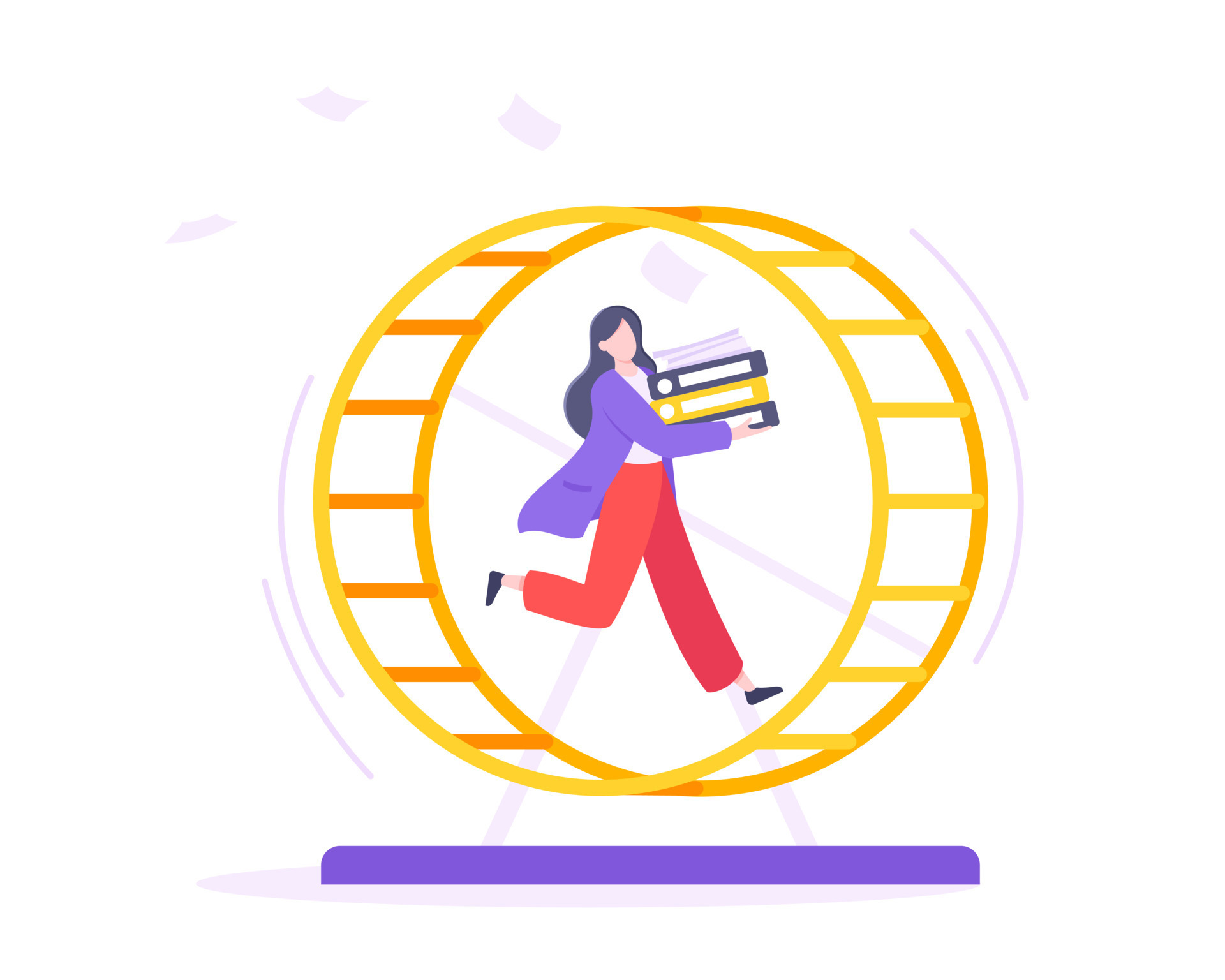 Rat race business concept with businessman running in hamster wheel