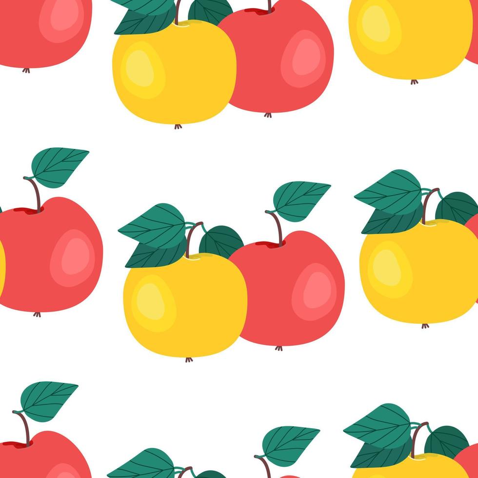 Ripe ruddy apples seamless pattern. Vector illustration. Fruit print