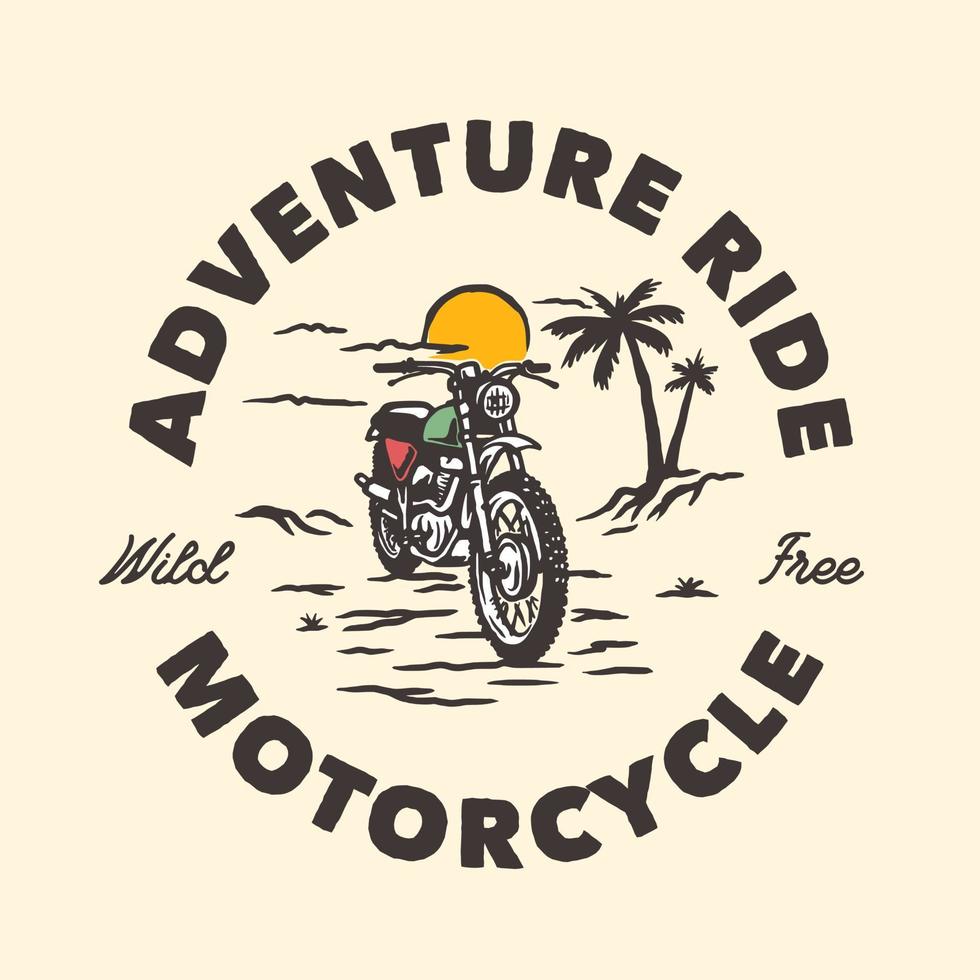 Hand Drawn Vintage Motorcycle Surfing Club Logo Label Badge vector