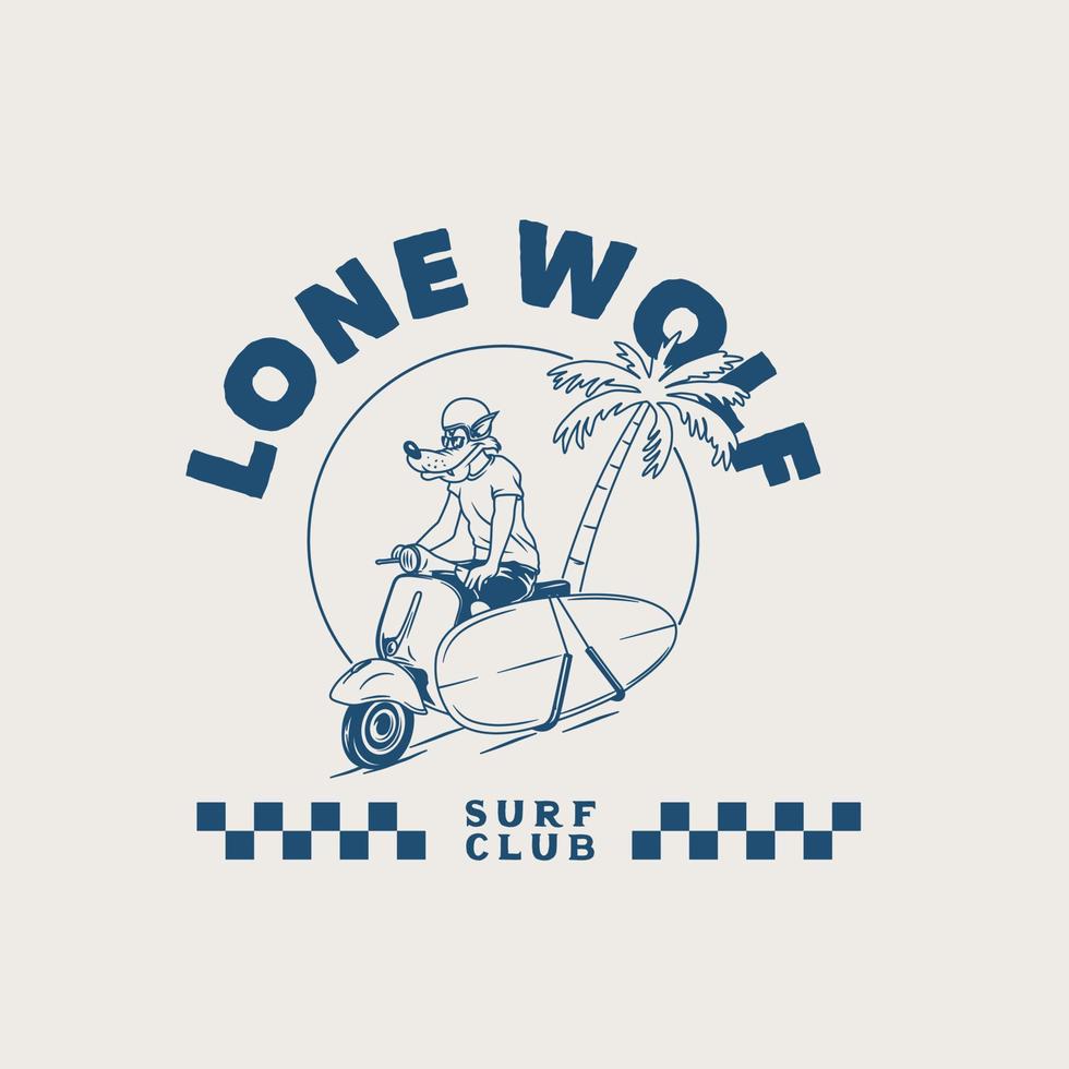Hand Drawn Vintage Motorcycle Surfing Club Logo Label Badge vector