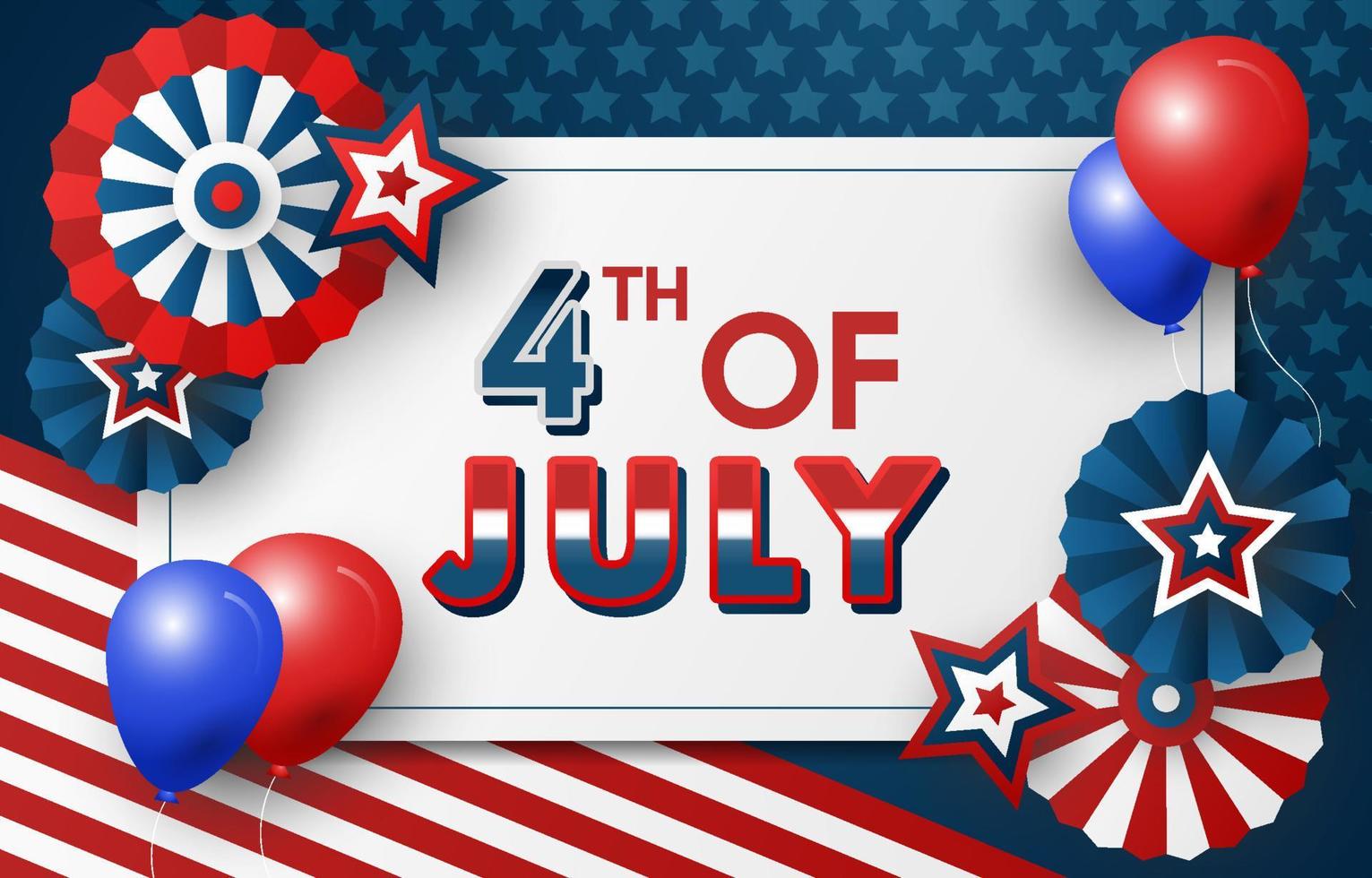 4 July Independence Day Greeting Card Background vector