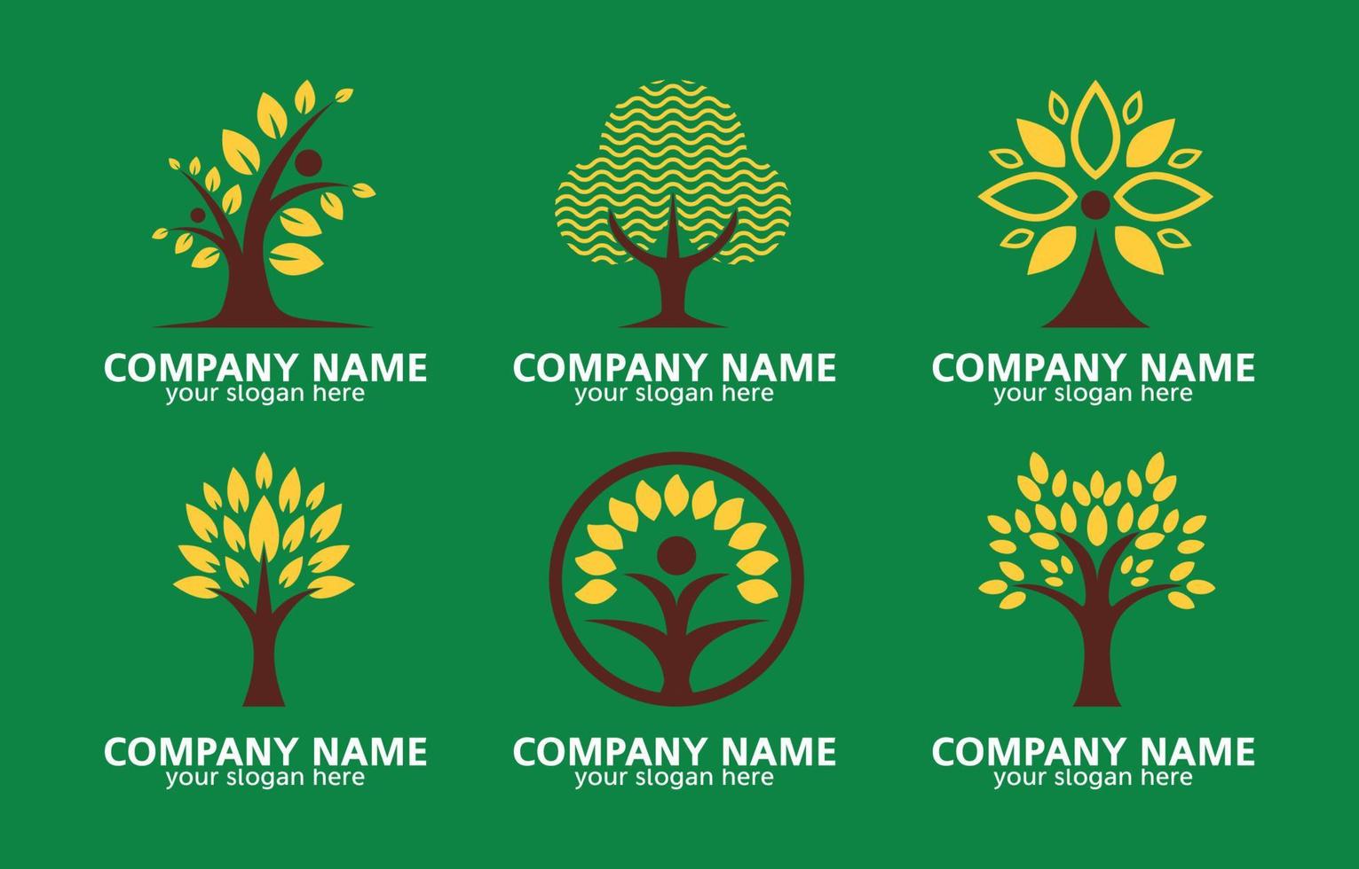 conjunto de logotipo de árbol vector