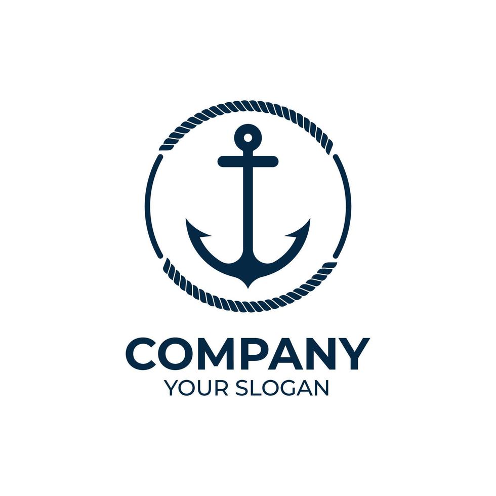 Marine retro emblems logo with anchor and rope vector