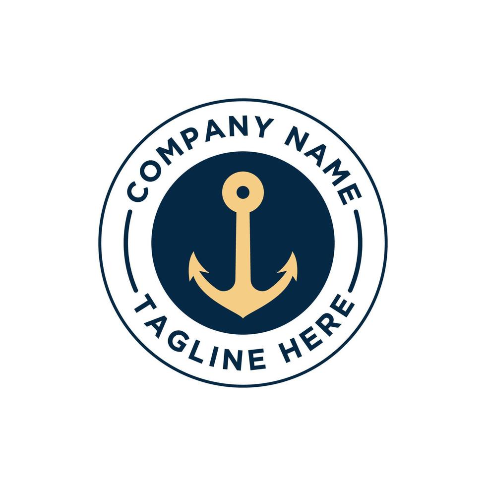 Marine retro emblems logo with anchor vector