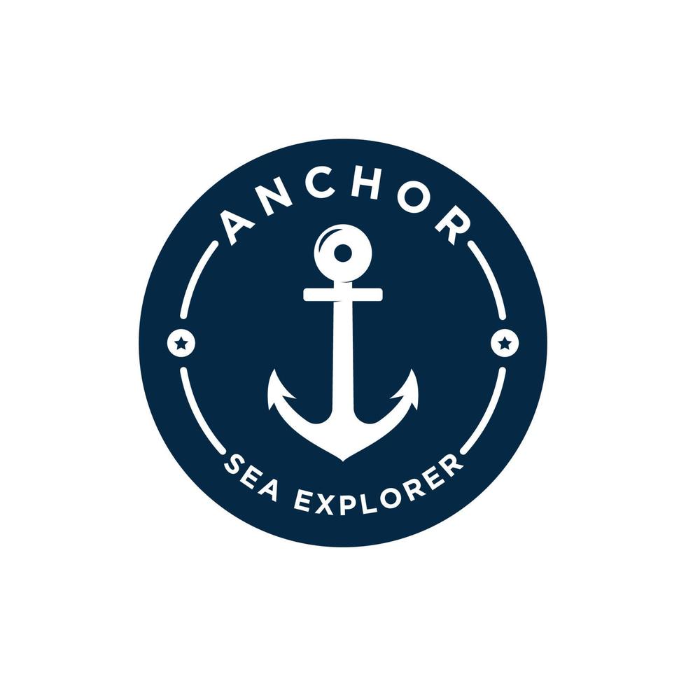 Marine retro emblems with anchor logo vector