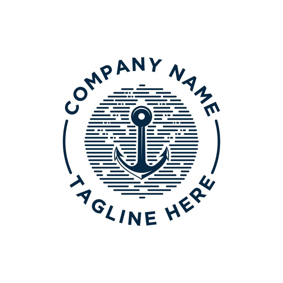 Marine retro emblems with anchor logo vector